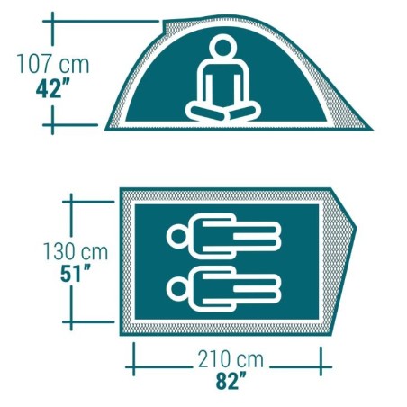 2-person tent, 2.6 kg